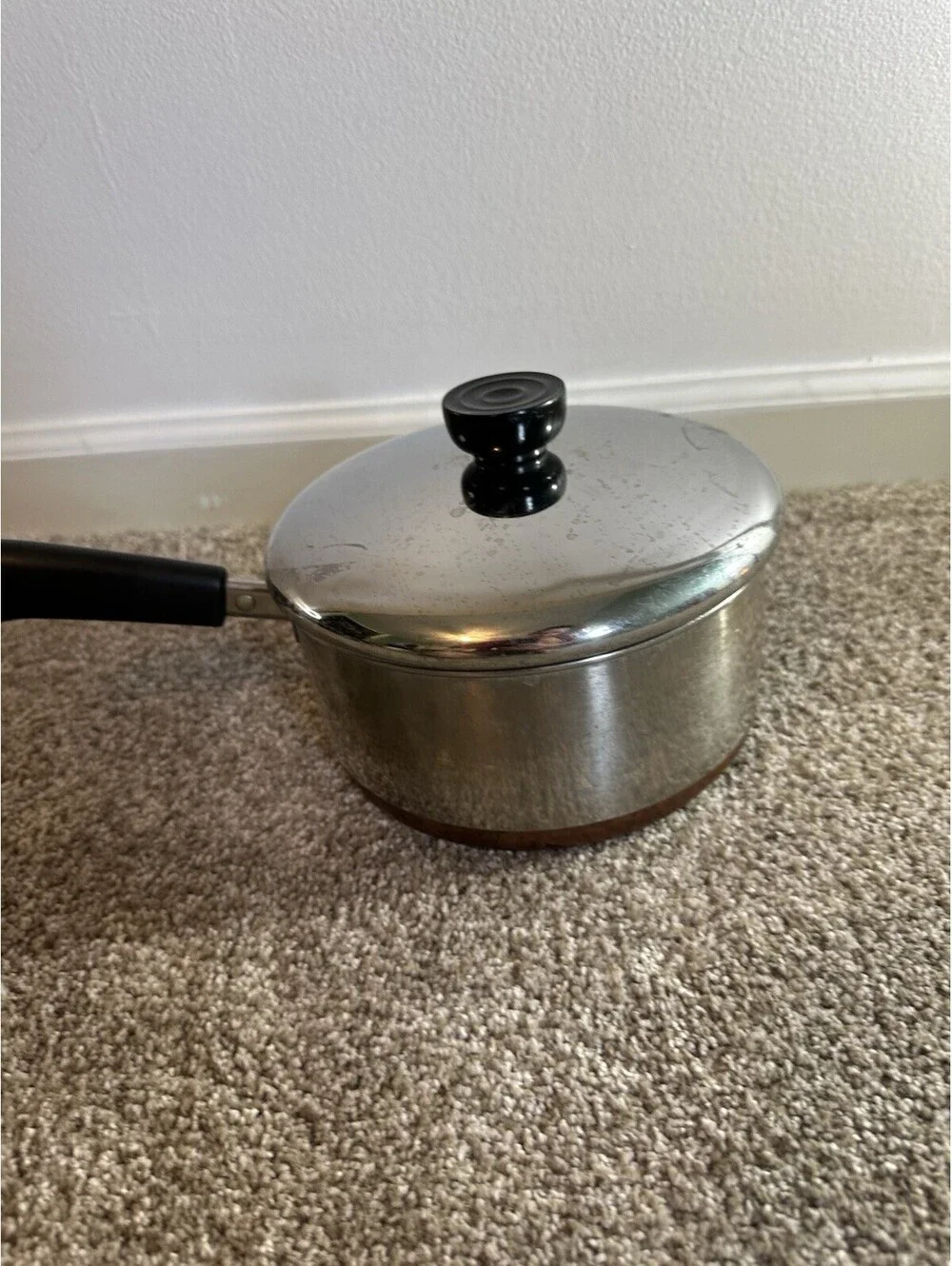 Vintage VTG Revere Ware Copper Bottom Sauce Pan 2 Quart With Lid